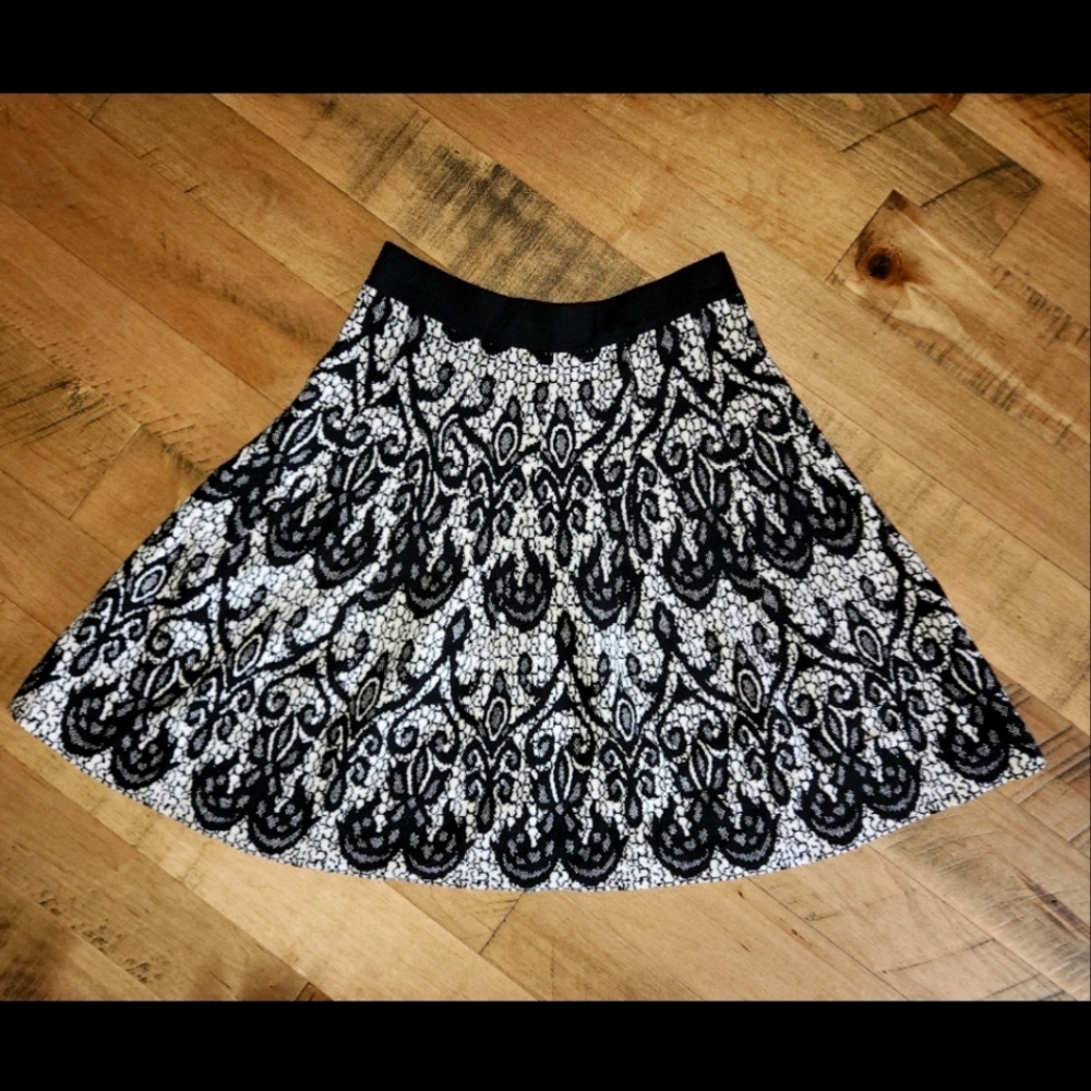 Lace Print Knit Dress Skirt